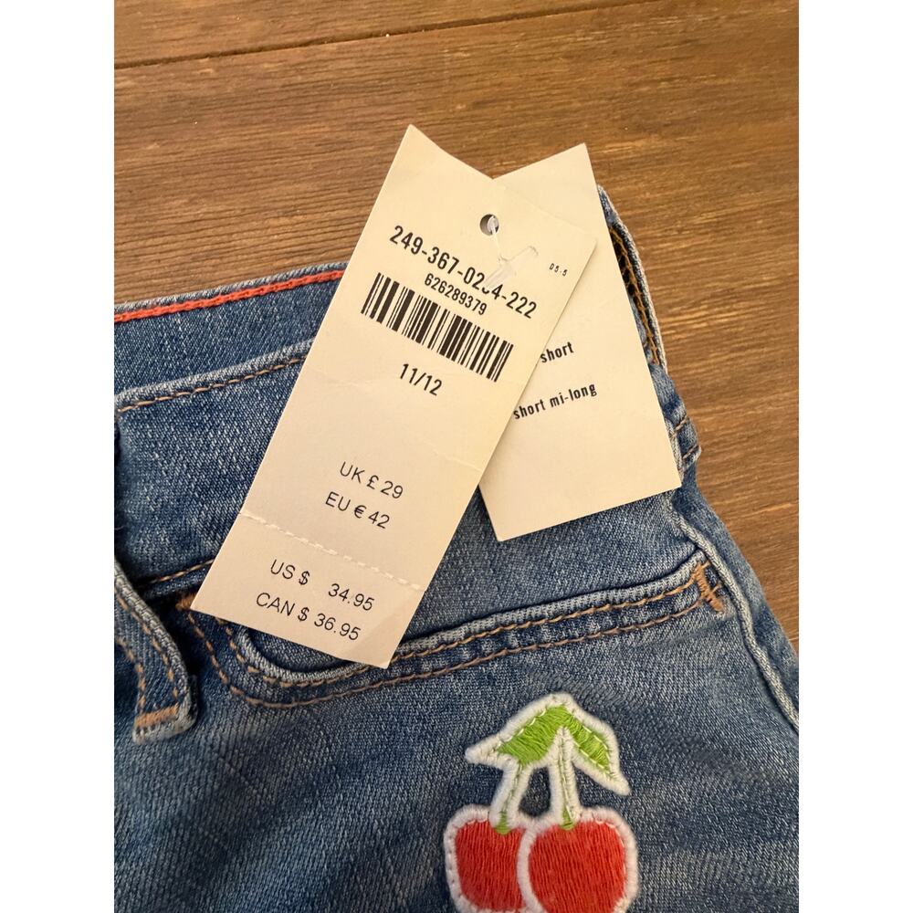 Abercrombie Kids Denim Shorts 11/12 Cherry Patch Button Fly Cutoff Shorts NWT - Picture 4 of 5